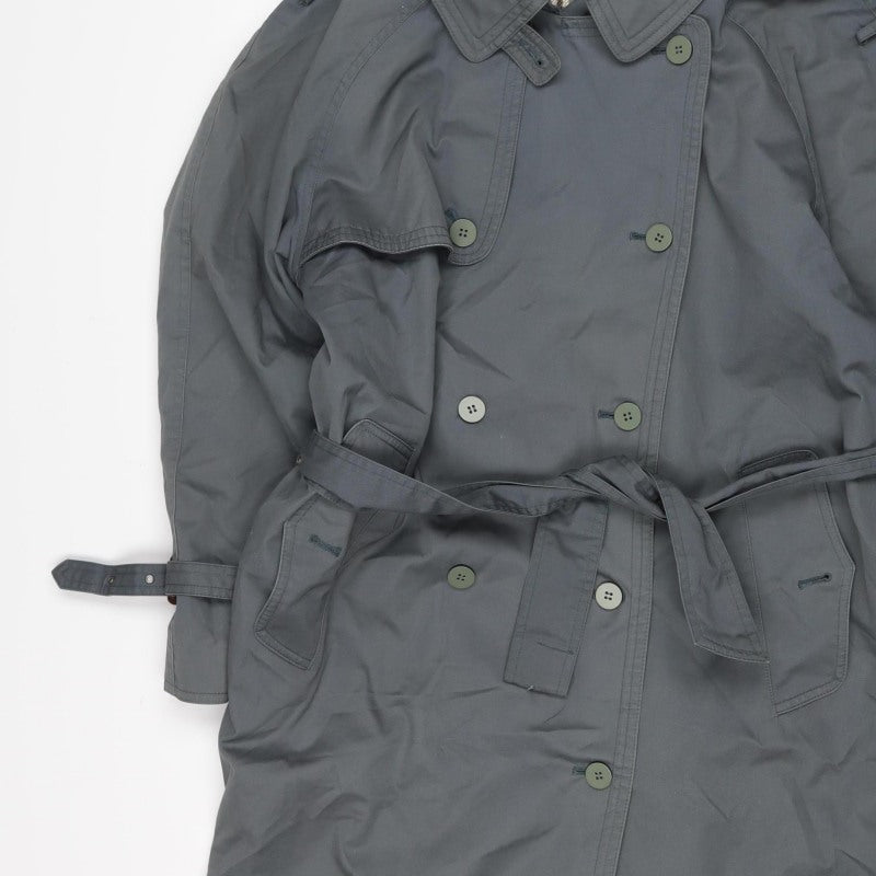 Nuage Women’s Grey Size 16 Long Double-Breasted Belted Trench Coat