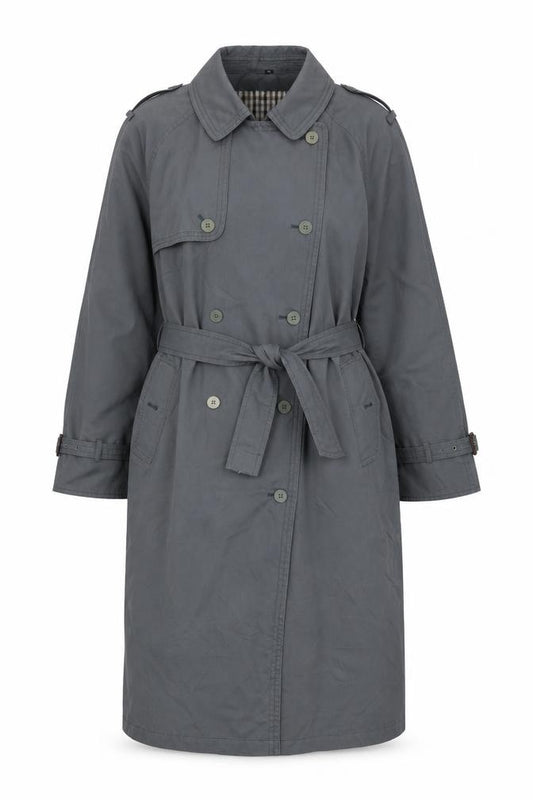 Nuage Women’s Grey Size 16 Long Double-Breasted Belted Trench Coat