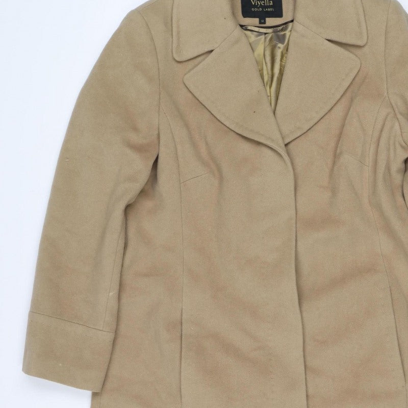 Viyella Women’s Beige UK 12 Wool Angora Long Overcoat Lined