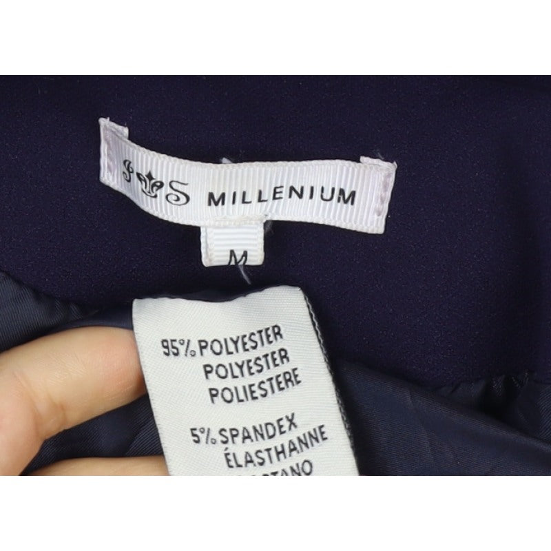 JS Millenium Women's Blue M Double-Breasted Gold Button Blazer