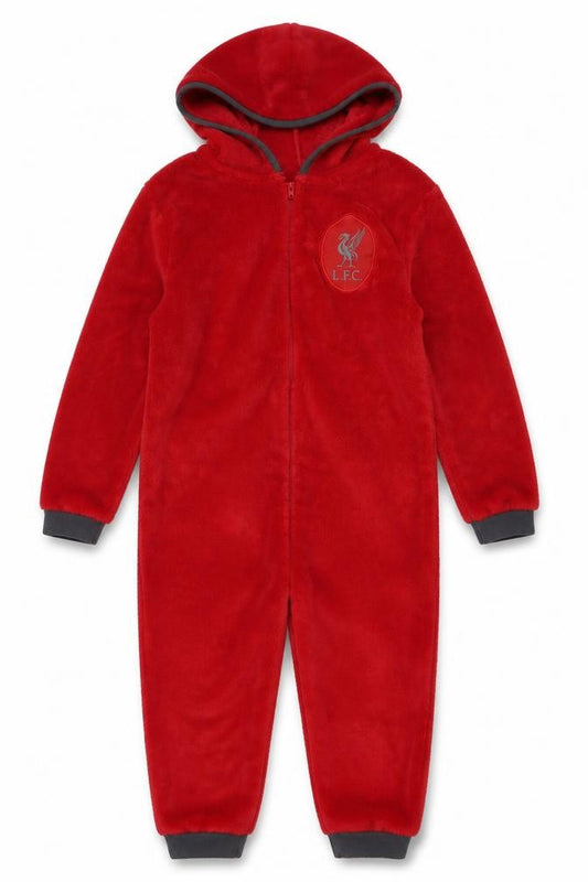 Liverpool FC Boys Red Fleece Hooded Zip One Piece Sleepsuit 9-10 Years