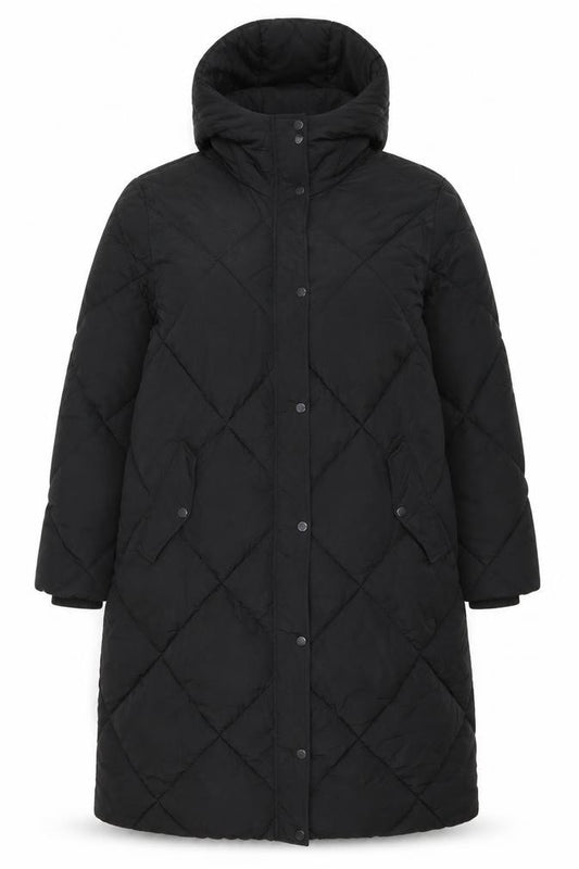 F&F Women’s Black UK 20 Hooded Quilted Puffer Coat Shower Resistant