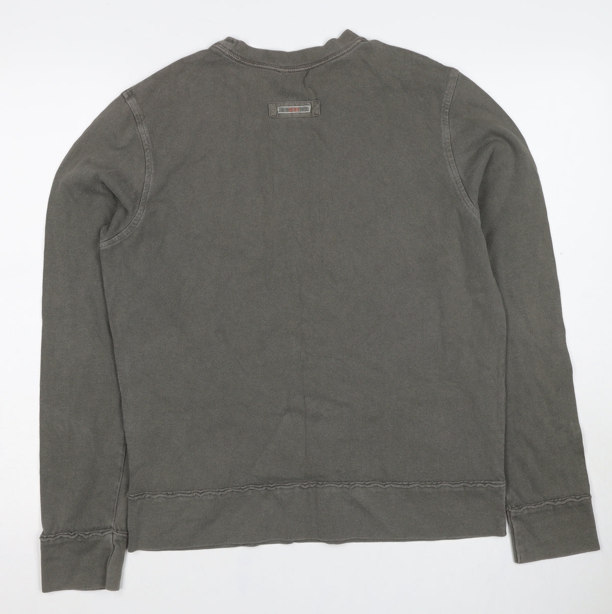 Hugo Boss Men Grey Small Pullover Crew Neck Logo Sweatshirt
