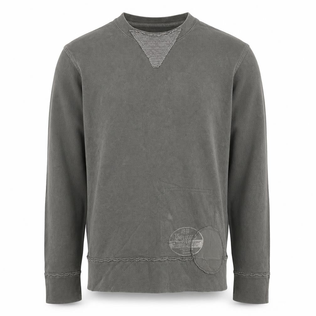 Hugo Boss Men Grey Small Pullover Crew Neck Logo Sweatshirt
