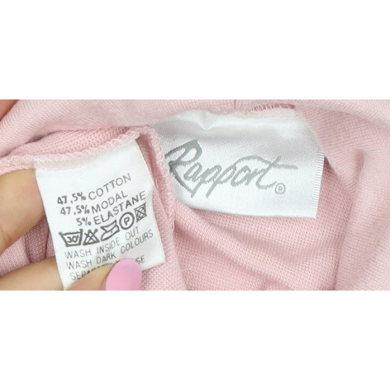 Rapport Women's Pink S Basic Roll Neck Long Sleeve Jersey Top