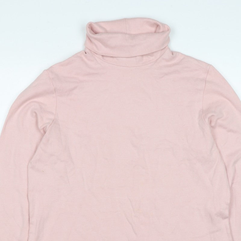 Rapport Women's Pink S Basic Roll Neck Long Sleeve Jersey Top