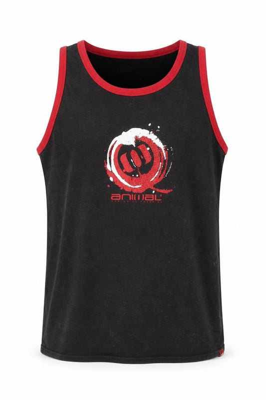 Animal Men’s Black Red Rose Graphic Ringer Sleeveless T-Shirt M