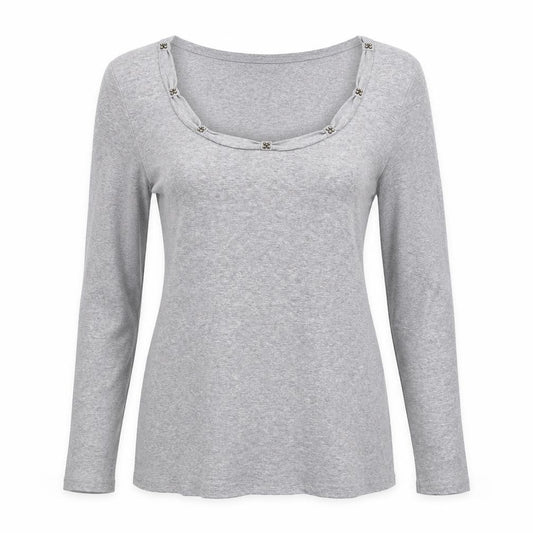 Marks & Spencer Women's Grey UK 14 Jersey Scoop Neck Long Sleeve Top