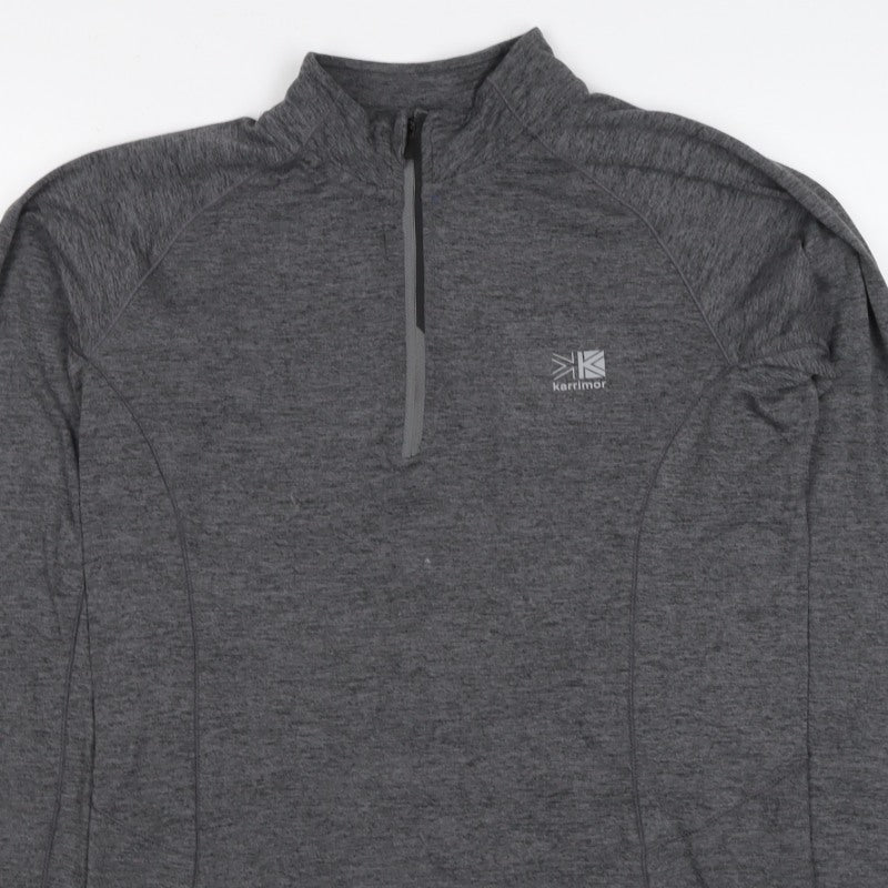 Karrimor Women Grey UK 12 Athletic 1/4 Zip Long Sleeve Pullover