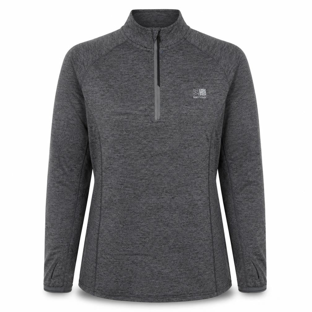 Karrimor Women Grey UK 12 Athletic 1/4 Zip Long Sleeve Pullover