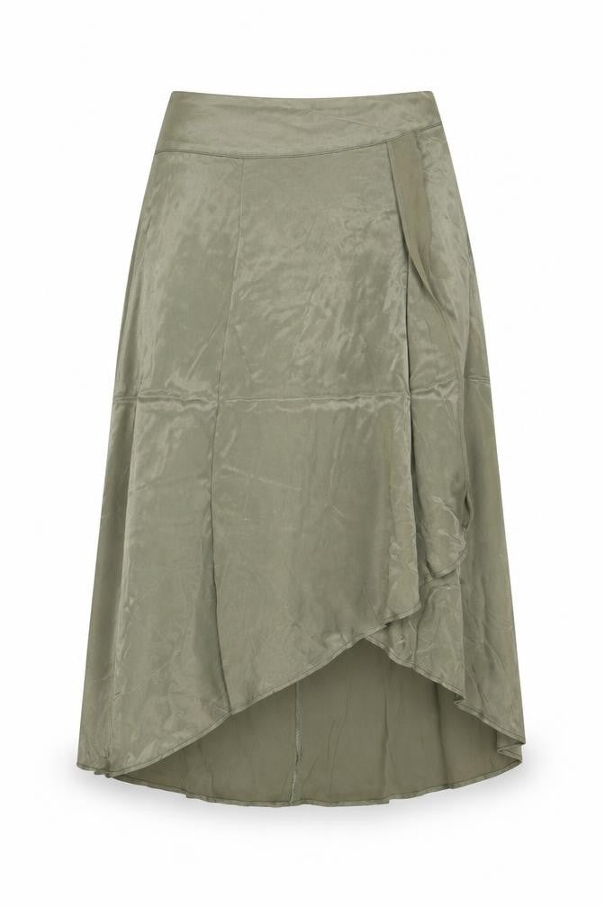 Zara Basic Women Green S Satin Midi A-Line Skirt Zip Lined