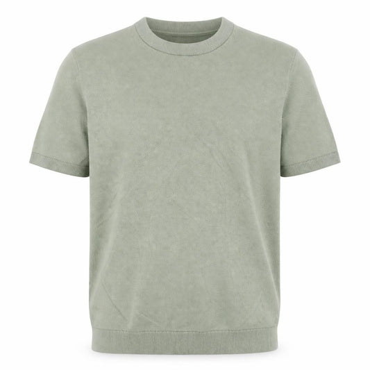 Marks and Spencer Men Green M Pure Cotton Knit Crew Neck T-Shirt