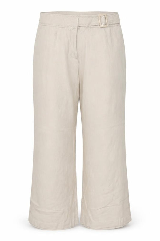 Marks & Spencer Women Beige Linen Blend Wide Leg Trousers UK 18 Short