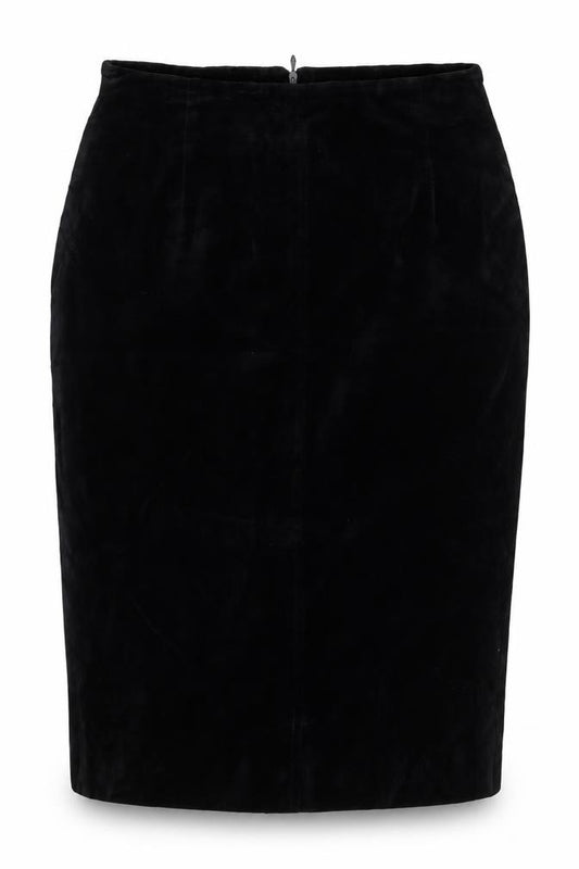 Booge Women Black UK 12 Velvet Pencil Knee Length Skirt