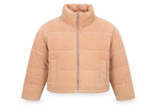 Topshop Women’s Pink UK 12 Corduroy Puffer Jacket Zip Padded