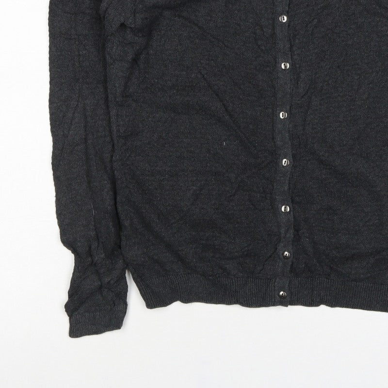 Vero Moda Women Grey S V Neck Button Knit Cardigan Long Sleeve