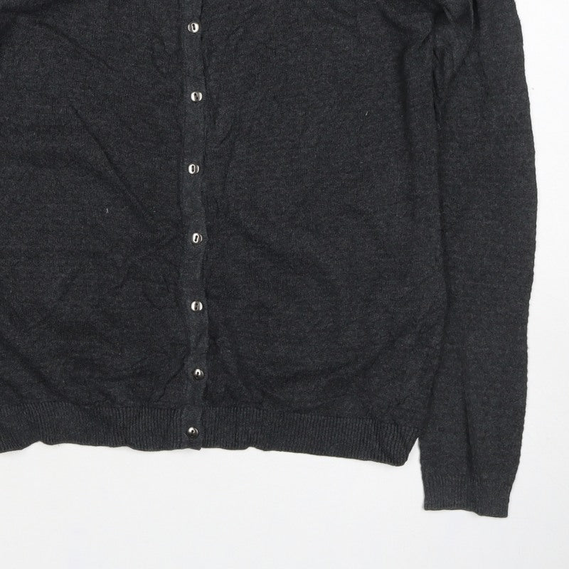 Vero Moda Women Grey S V Neck Button Knit Cardigan Long Sleeve