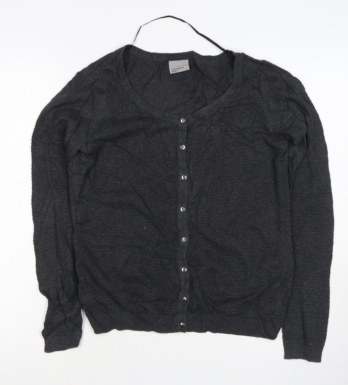Vero Moda Women Grey S V Neck Button Knit Cardigan Long Sleeve