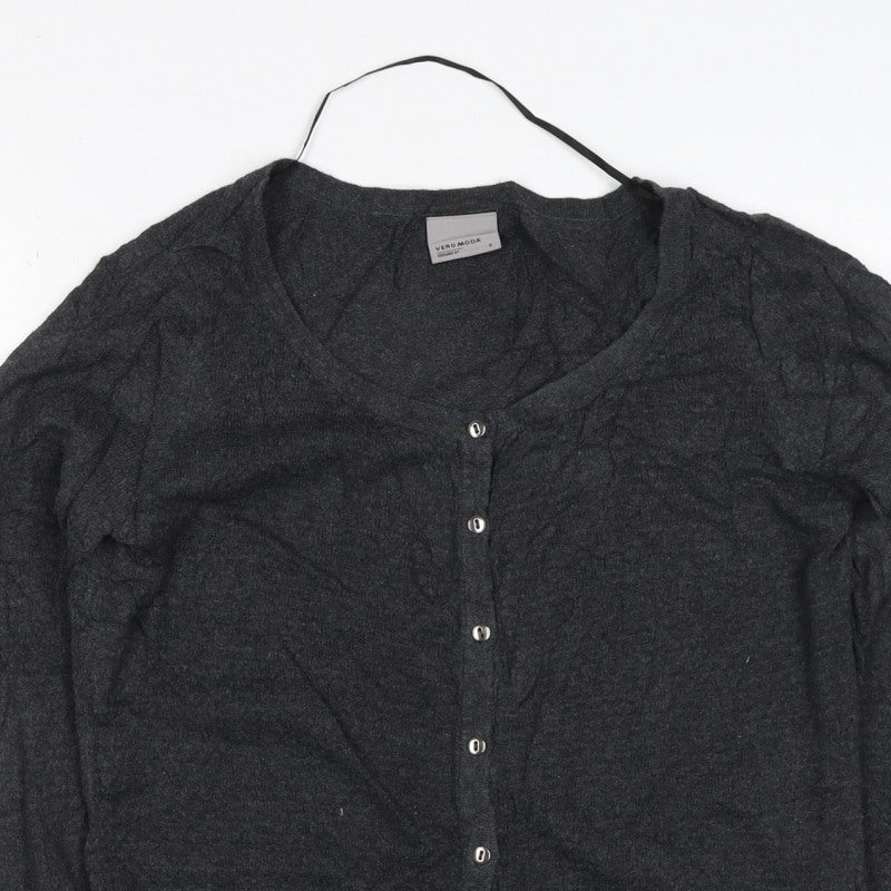 Vero Moda Women Grey S V Neck Button Knit Cardigan Long Sleeve
