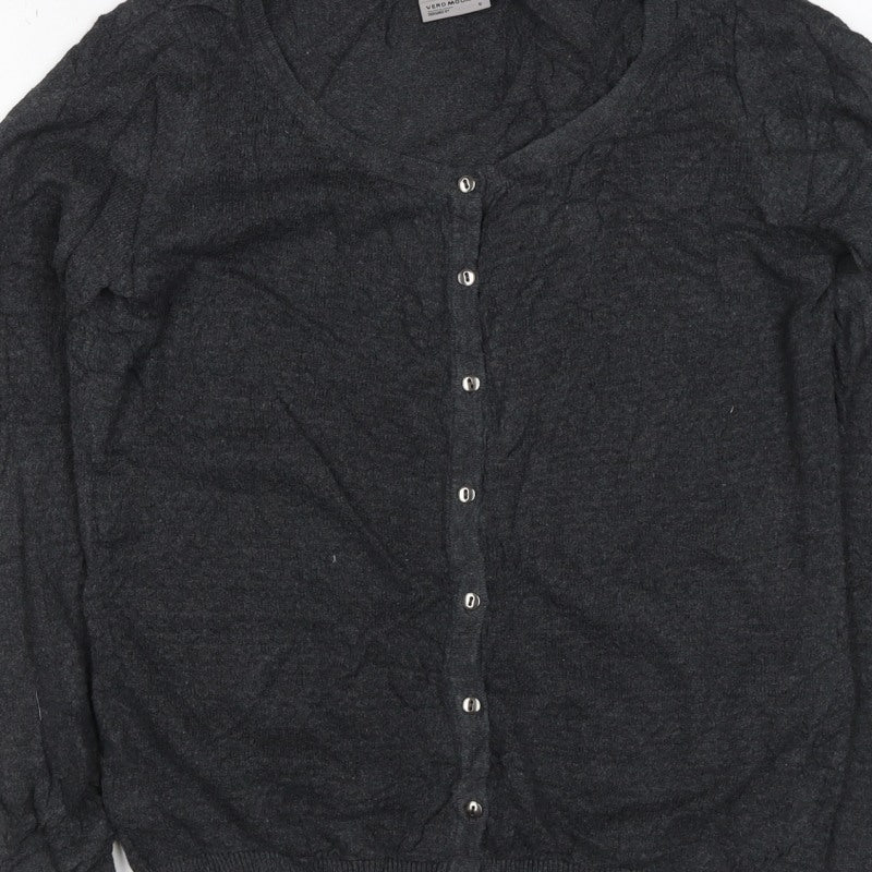 Vero Moda Women Grey S V Neck Button Knit Cardigan Long Sleeve