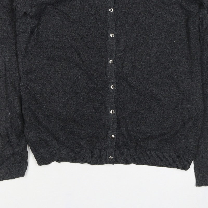 Vero Moda Women Grey S V Neck Button Knit Cardigan Long Sleeve