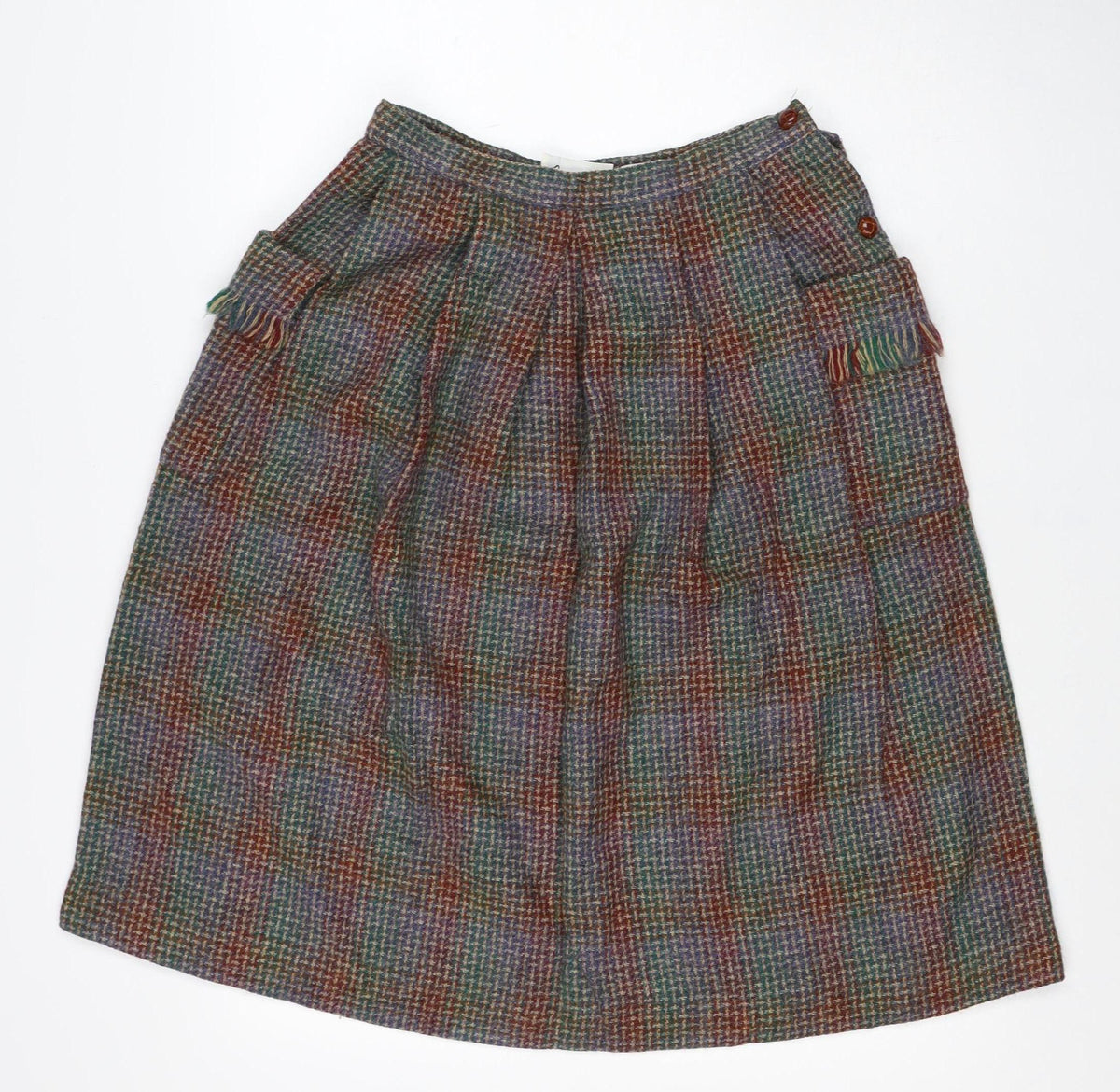 Country Set Teens Multicoloured Size 12 Wool Tweed A-Line Knee Skirt