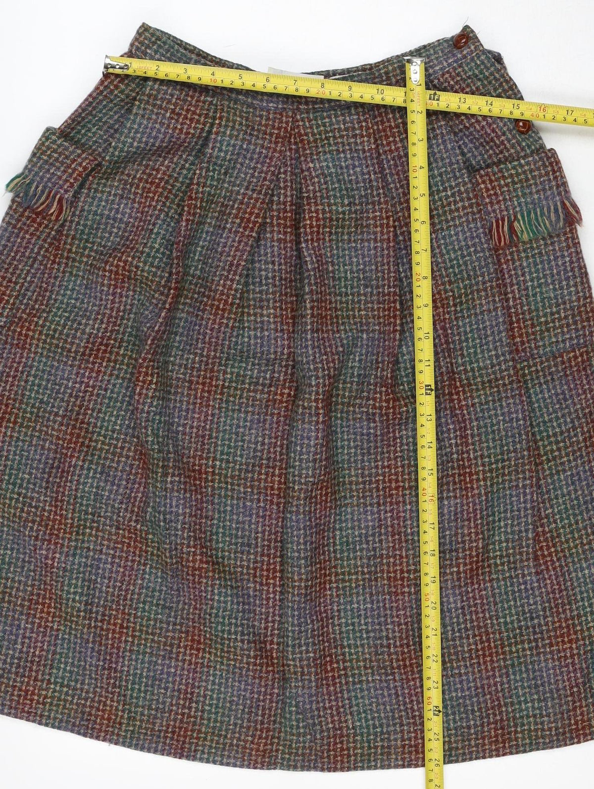 Country Set Teens Multicoloured Size 12 Wool Tweed A-Line Knee Skirt