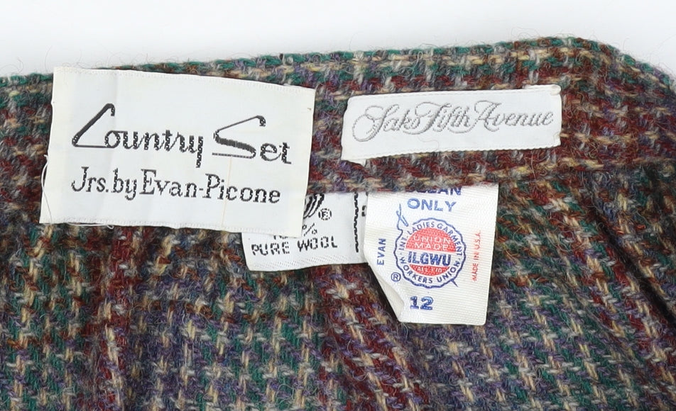 Country Set Teens Multicoloured Size 12 Wool Tweed A-Line Knee Skirt