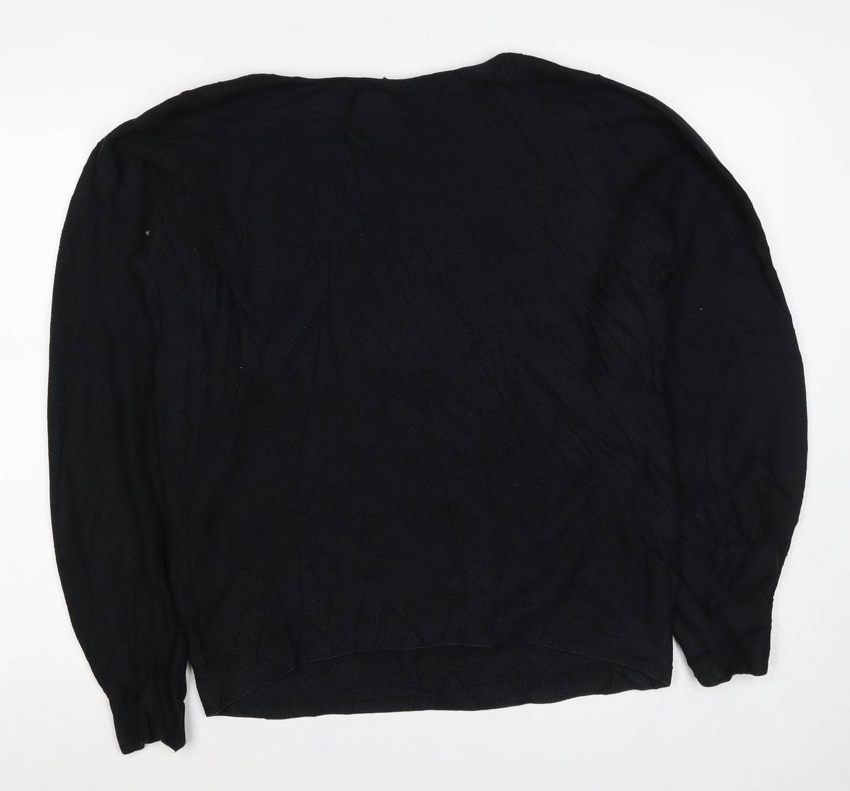 Uniqlo Women Black Cotton Knit Pullover Jumper Size M Long Sleeve