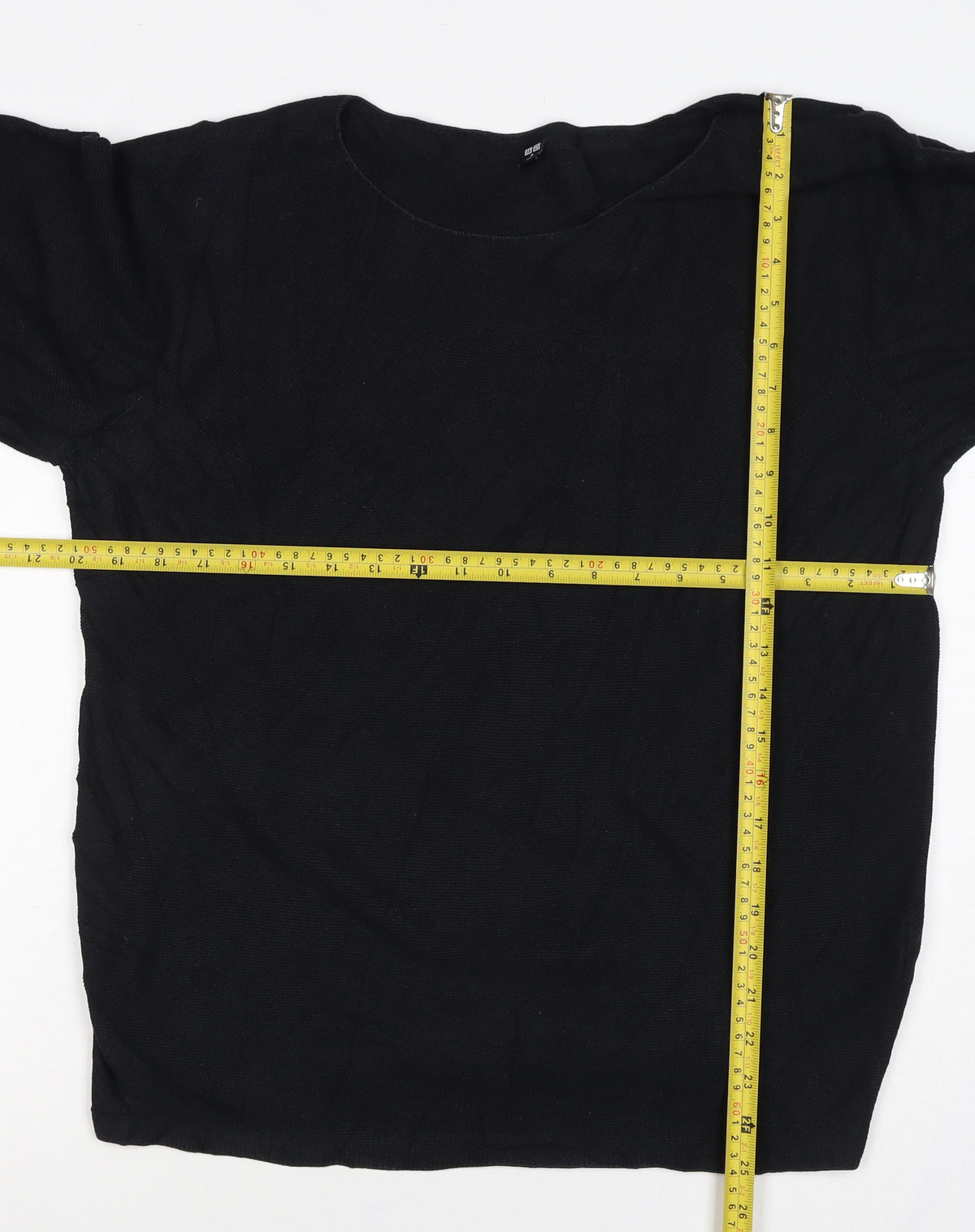 Uniqlo Women Black Cotton Knit Pullover Jumper Size M Long Sleeve