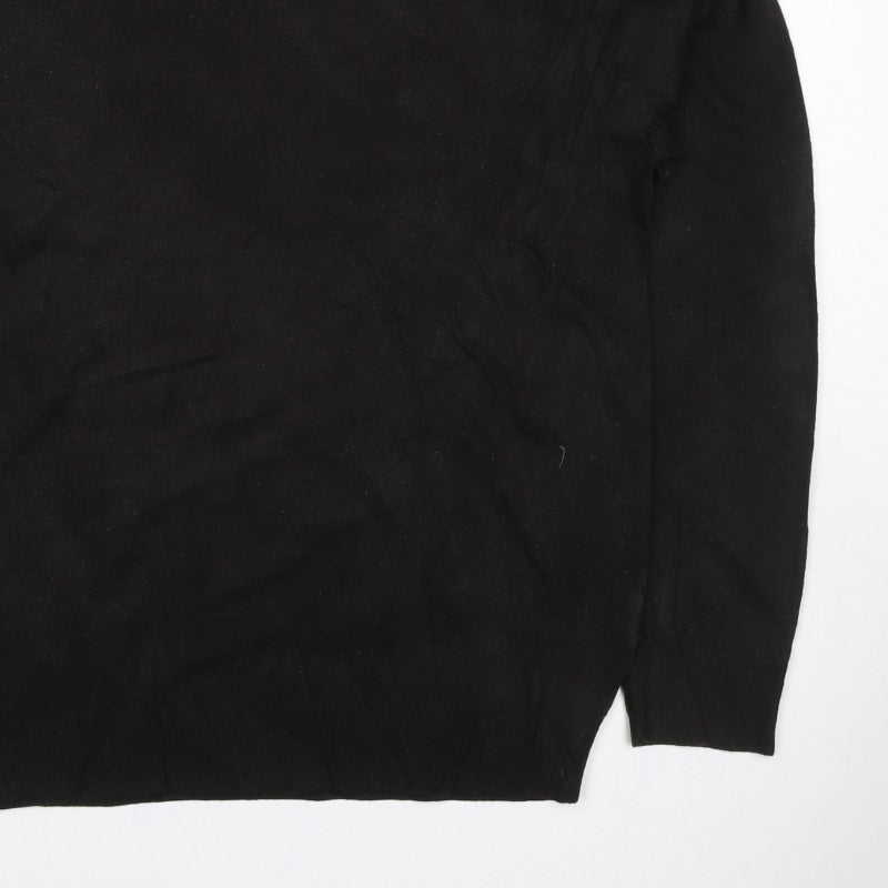 Bosideng Men's Black L V-Neck Acrylic Knit Pullover Jumper