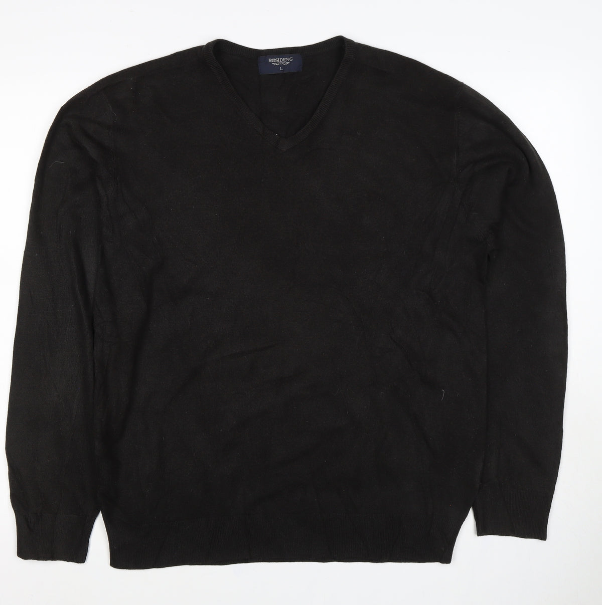 Bosideng Men's Black L V-Neck Acrylic Knit Pullover Jumper