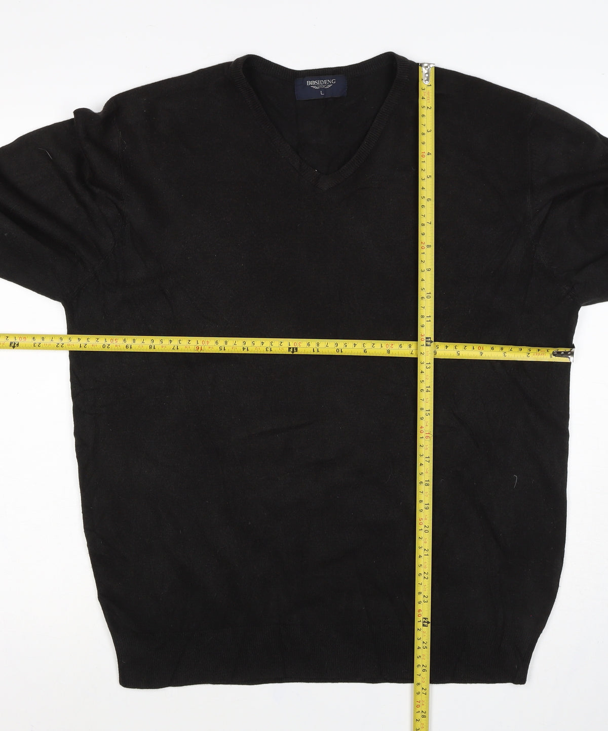 Bosideng Men's Black L V-Neck Acrylic Knit Pullover Jumper