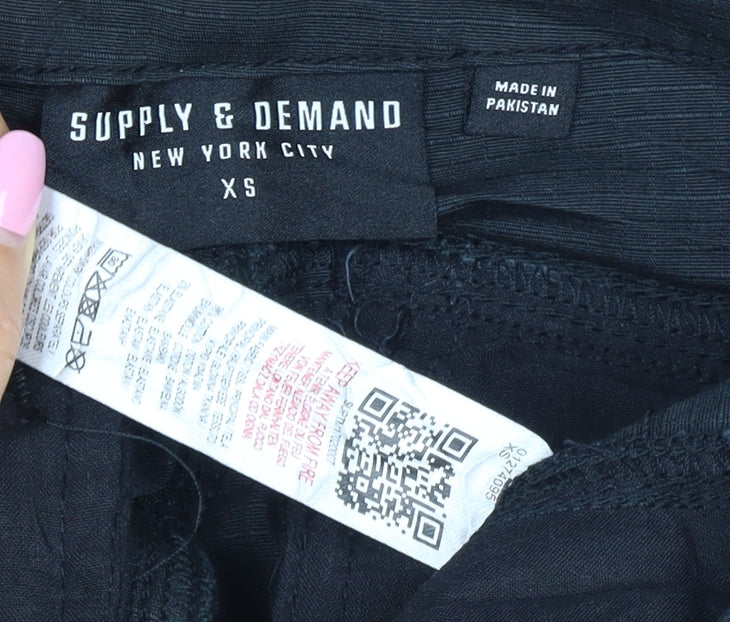Supply & Demand Men's Black XS Cargo Trousers Drawcord Cuffs