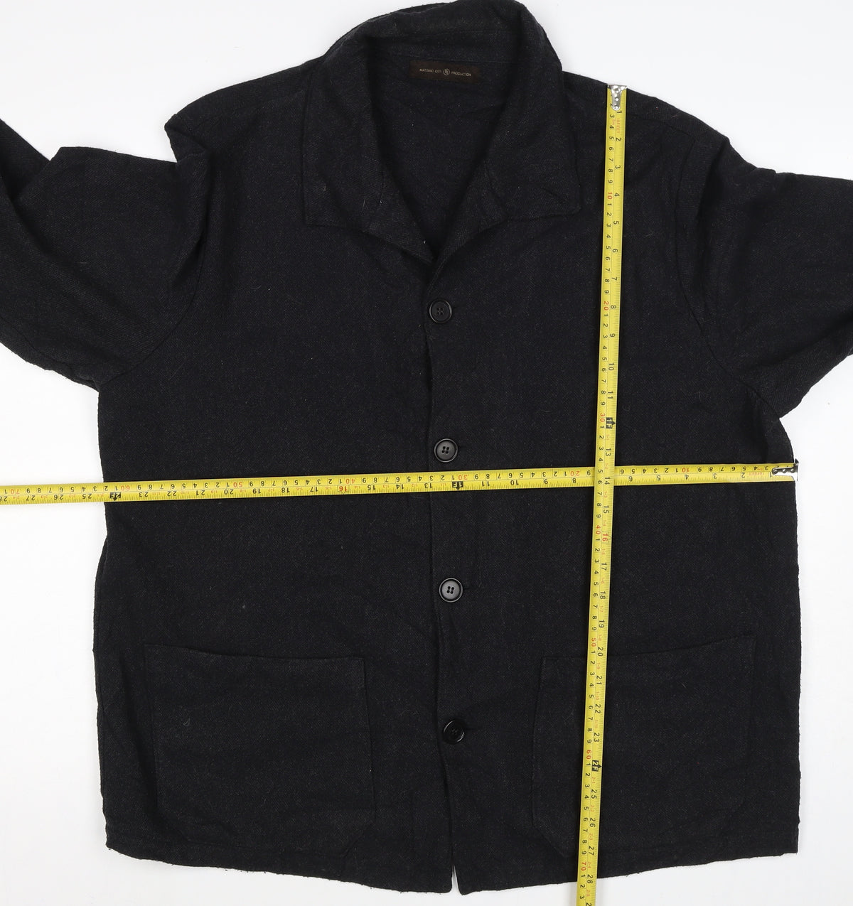Massimo Dutti Men's Black L Basic Jacket Button Coat Collared