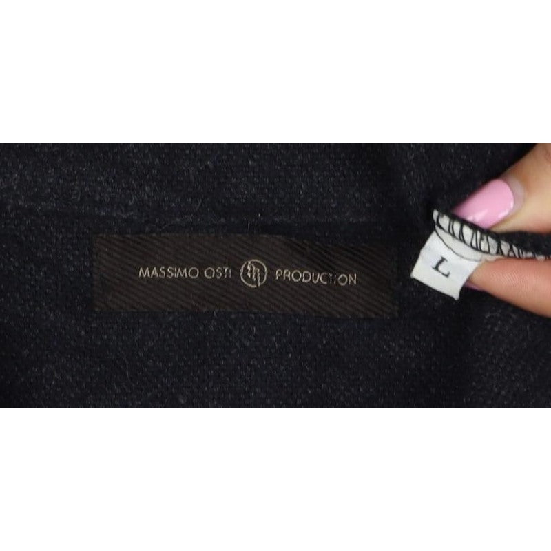 Massimo Dutti Men's Black L Basic Jacket Button Coat Collared