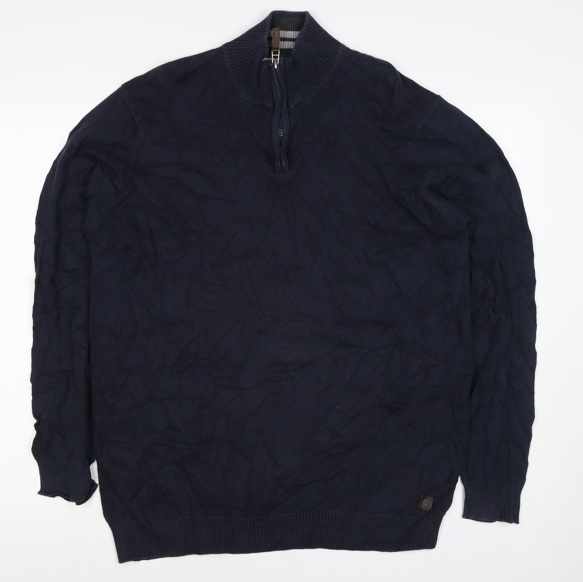 Sand Men’s Navy Blue L 1/4 Zip Cotton High Neck Pullover Jumper