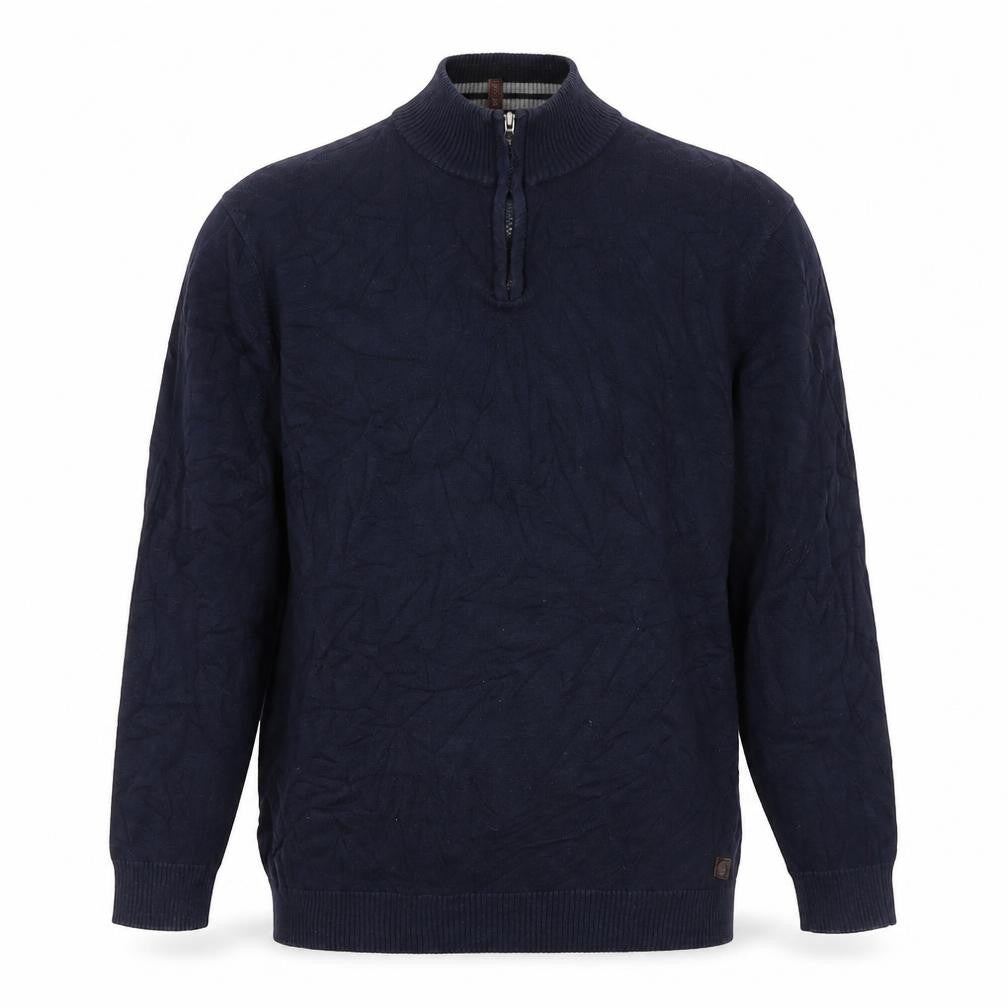 Sand Men’s Navy Blue L 1/4 Zip Cotton High Neck Pullover Jumper