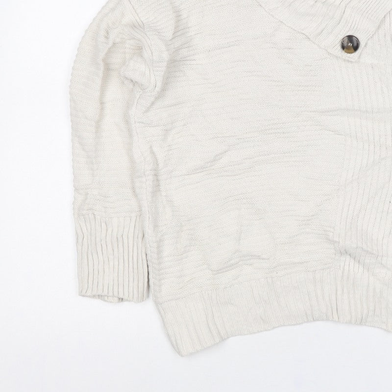 Monsoon Women Ivory L Cowl Neck Cable Knit Button Pullover Jumper