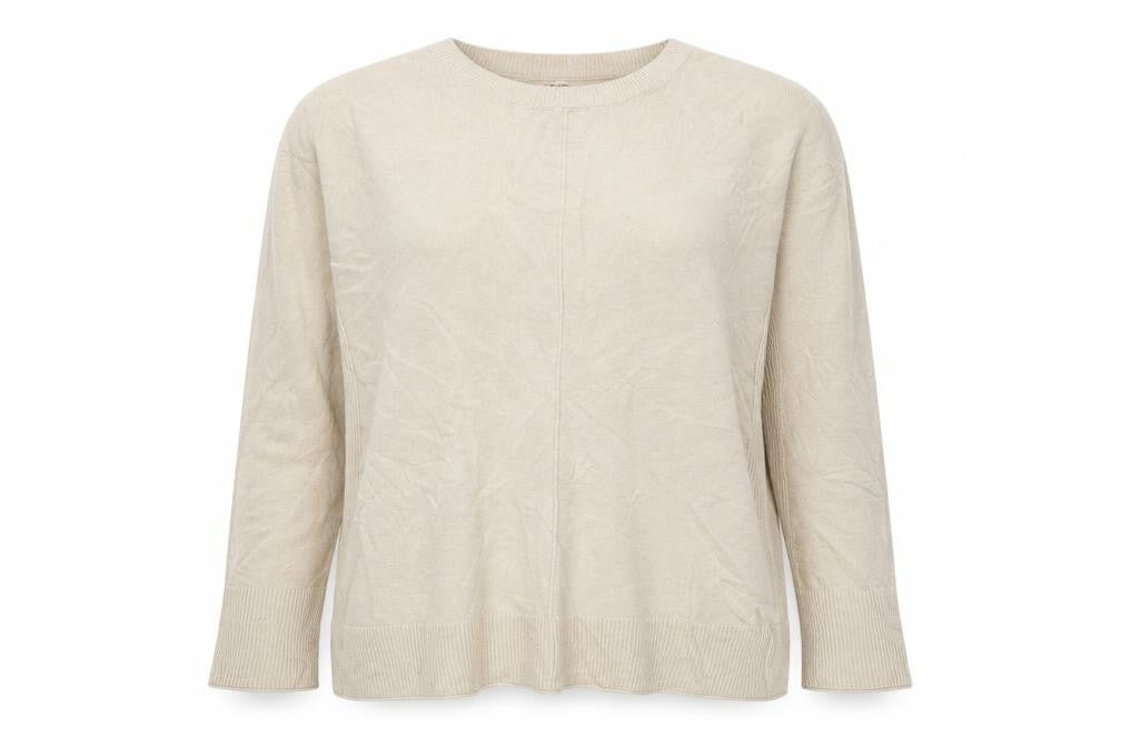 Mudflower Women Ivory UK 12 Pullover Round Neck Long Sleeve Jumper