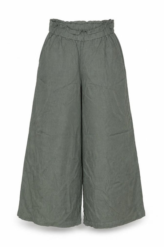 LOFT Women’s Green XS Linen Blend Paperbag Wide Leg Trousers