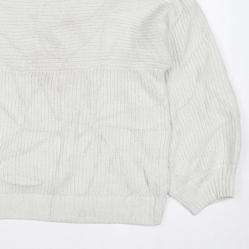 Monki Women Ivory M High Neck Chunky Knit Pocket Pullover Jumper