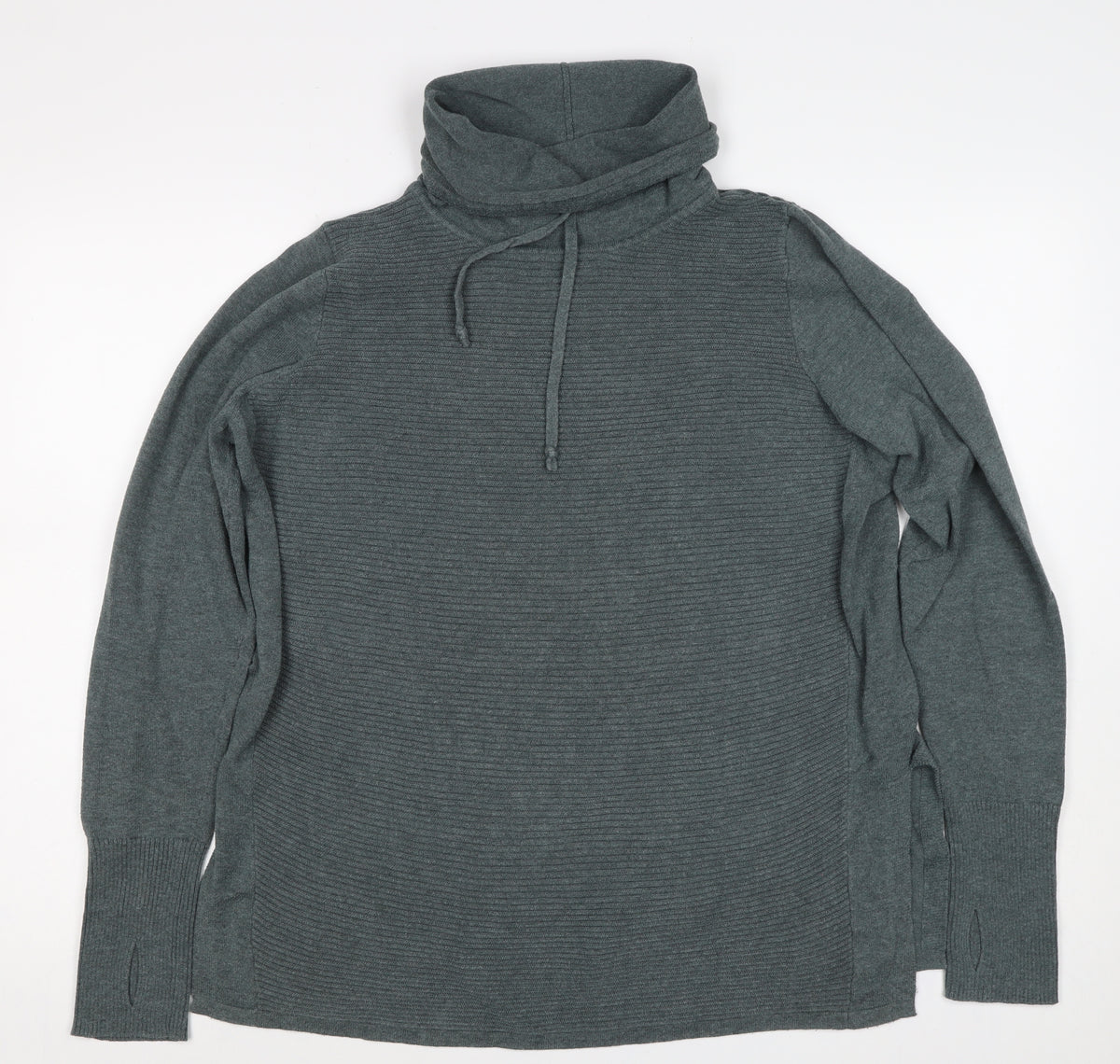 Artisan Women’s Grey XL Cowl Neck Ribbed Knit Pullover Jumper