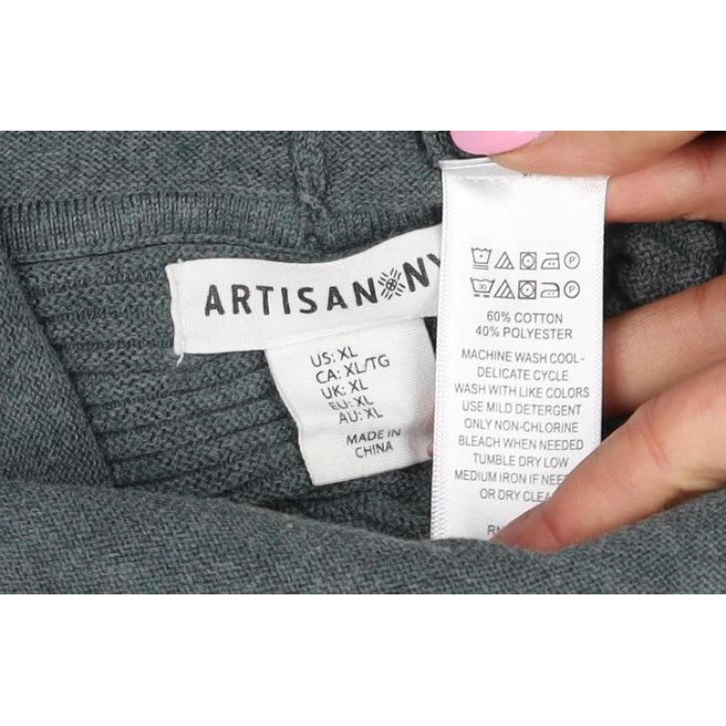 Artisan Women’s Grey XL Cowl Neck Ribbed Knit Pullover Jumper