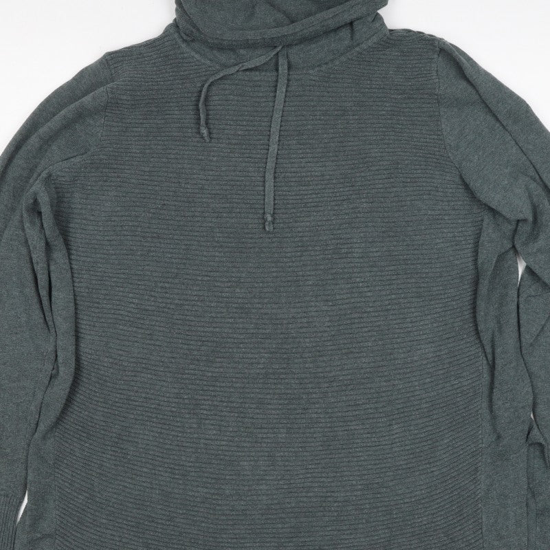 Artisan Women’s Grey XL Cowl Neck Ribbed Knit Pullover Jumper