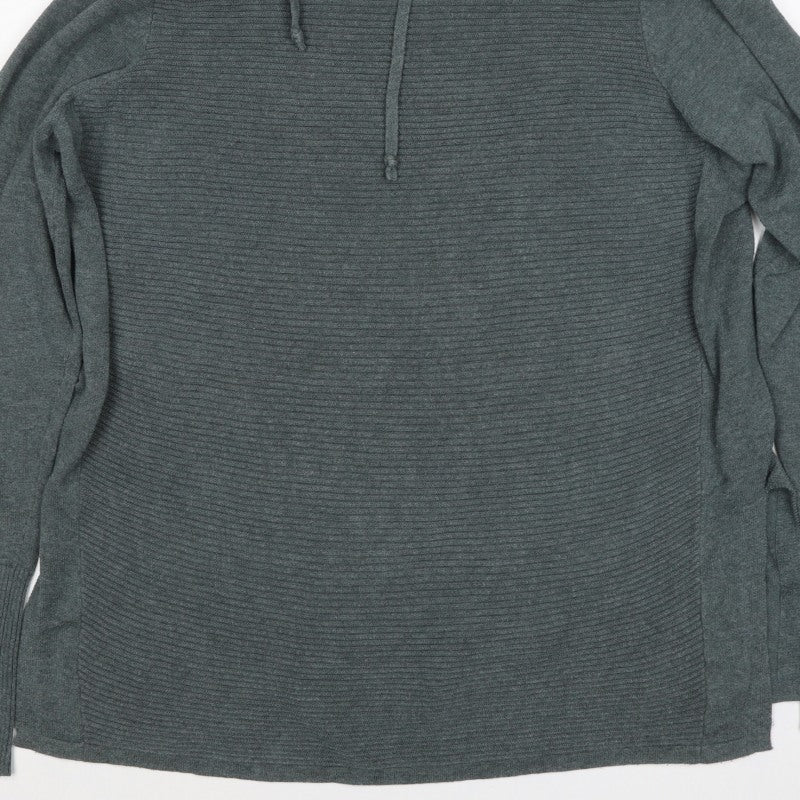 Artisan Women’s Grey XL Cowl Neck Ribbed Knit Pullover Jumper