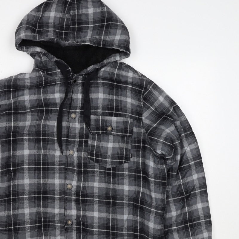Vans Men’s Grey Plaid Hooded Flannel Lined Jacket Size S