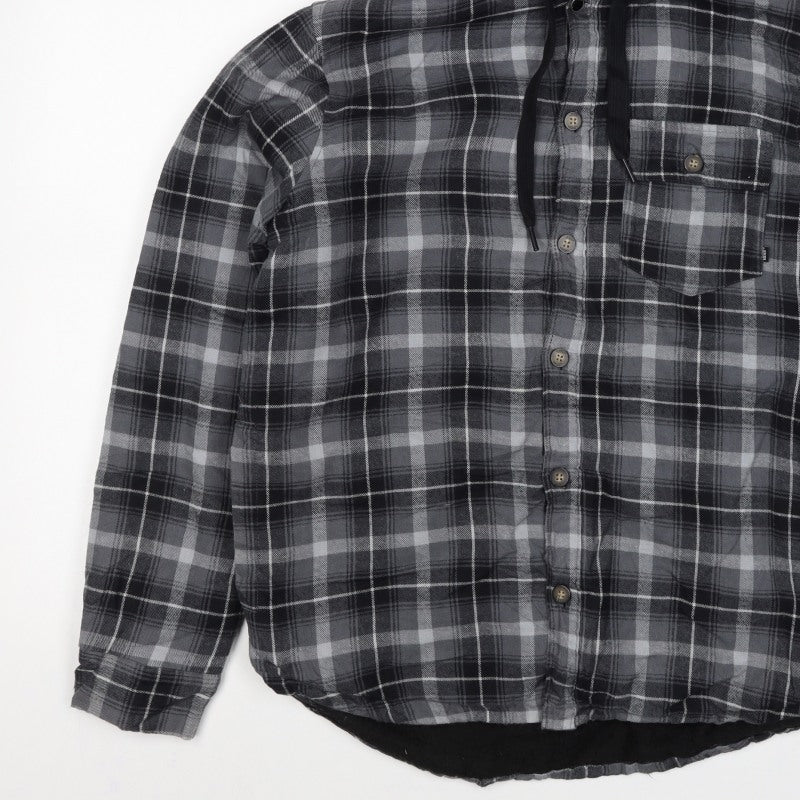Vans Men’s Grey Plaid Hooded Flannel Lined Jacket Size S