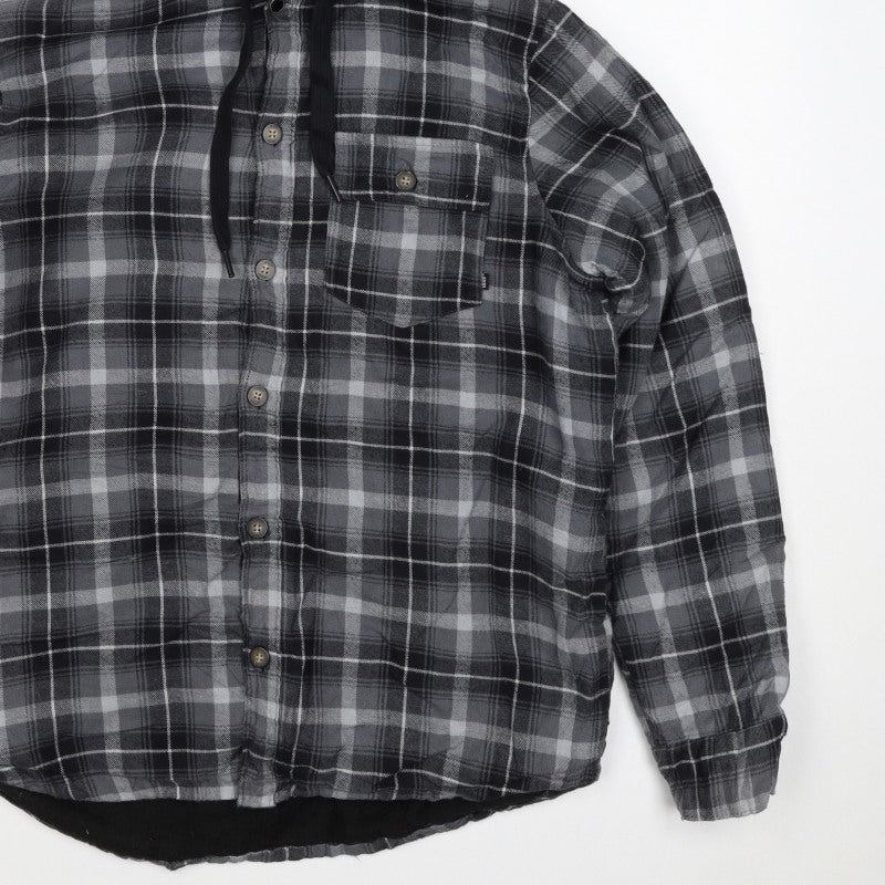 Vans Men’s Grey Plaid Hooded Flannel Lined Jacket Size S