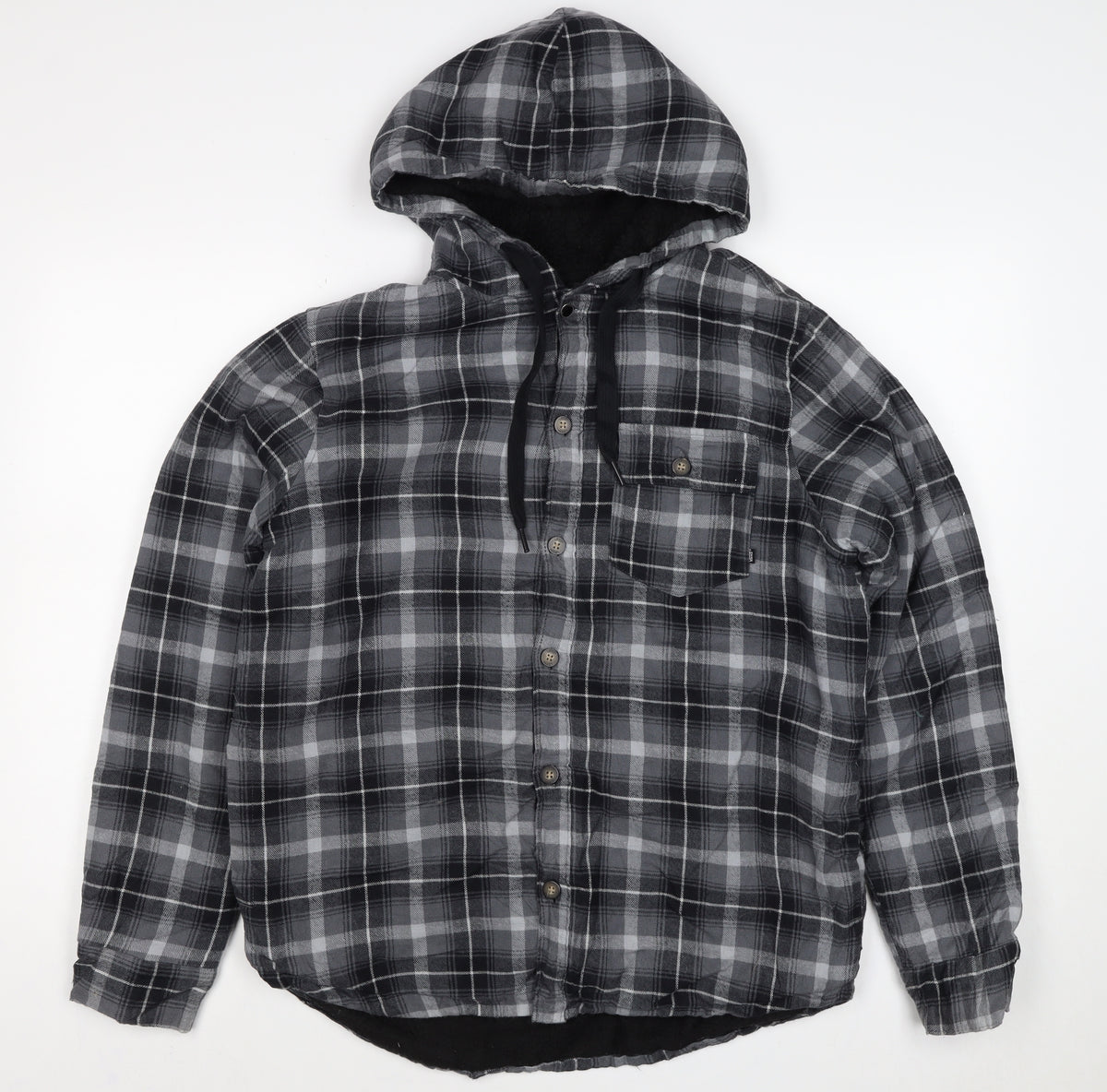 Vans Men’s Grey Plaid Hooded Flannel Lined Jacket Size S